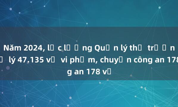 Năm 2024， lực lượng Quản lý thị trường xử lý 47.135 vụ vi phạm， chuyển công an 178 vụ