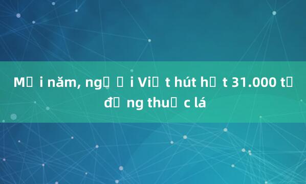 Mỗi năm， người Việt hút hết 31.000 tỉ đồng thuốc lá